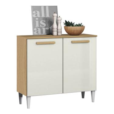 Imagem de Balcão Multiuso Cantinho do Café Isa 90cm 02 Portas Atacama Off White - Desk Design