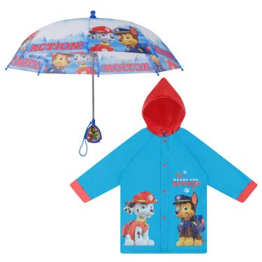 Imagem de Nickelodeon Conjunto de roupa de chuva Slicker e guarda-chuva da Patrulha Canina, Azul claro, 6-7 anos