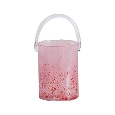 Imagem de Vaso Rosa balde de vidro bolsa decoração para casa vaso flor peça decoração criativa internet celebridade ins estilo vaso hidropônico retro Vaso de flores(Grande)