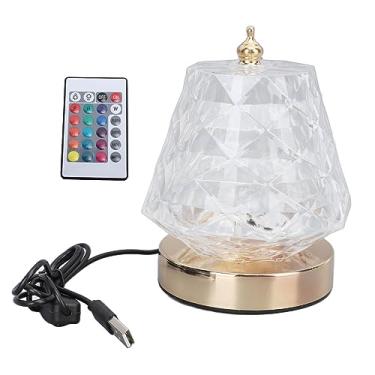 Imagem de Grcfumo Abajur de cristal de 16 cores RGB, Abajur de cristal de água romântico, Abajur de cristal com controle remoto Abajur de cabeceira para quarto e sala de estar