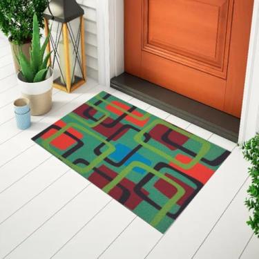Imagem de Tapete De Porta Capacho Divertido Quadrados Coloridos