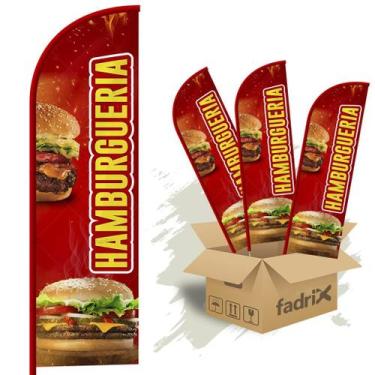 Imagem de Wind Banner Dupla Face 3mt Hamburgueria M2 Kit C/ 3unds - Fadrix