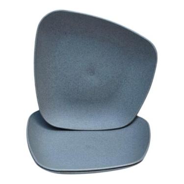 Imagem de Kit 03 Pratos Plastico Duro Resistente Sobremesa Cinza - Azzu