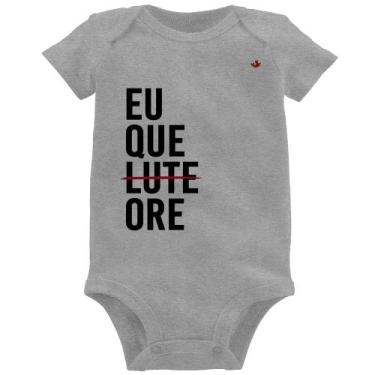 Imagem de Body Bebê Eu que ore - Foca na Moda, Cinza, P
