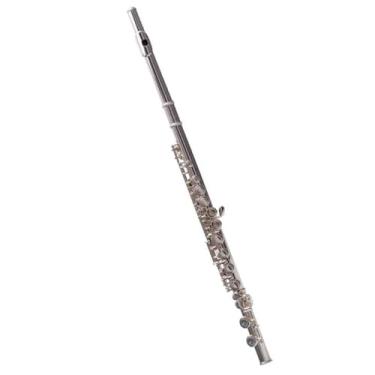 Imagem de Flauta Flauta Banhado a Prata 16 Furo Fechado Chave C com Chave E Requintado Instrumento Corpo Cobre Branco