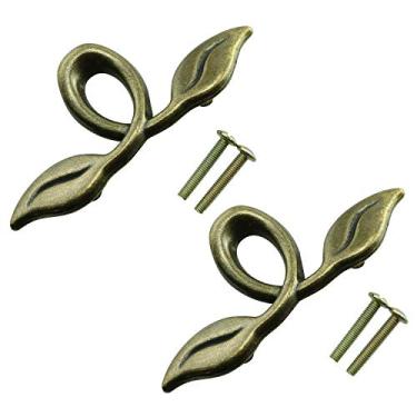Imagem de JCBIZ 2 peças estilo vintage gaveta folhosa puxador de liga de zinco 105 mm x 52 mm puxadores de cômoda de folhas puxadores, cor - bronze antigo