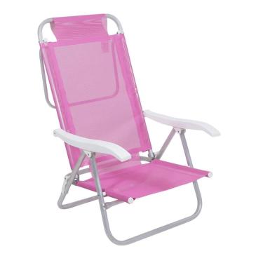 Imagem de Cadeira Reclinável Sunny 6 Posições Em Alumíno Para Praia Piscina Camping Rosa - 063010 Belfix