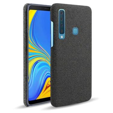 Imagem de Capa para Samsung Galaxy A9 2018,Capa desenhada em lona,Case Protetora Ultrafina com Empunhadura Macia,Design em Tecido Antichoque e Antiarranhões-Black