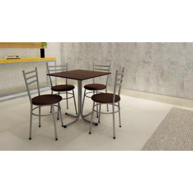 Imagem de Conjunto Mesa Cinza Tampo Imbuia 70x70 Laumar com 4 Cadeiras Epoxi,  M
