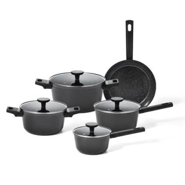 Imagem de Jogo Panelas Antiaderente Ultra Ceramic Indução 5 Peças Cor Preta Mou 