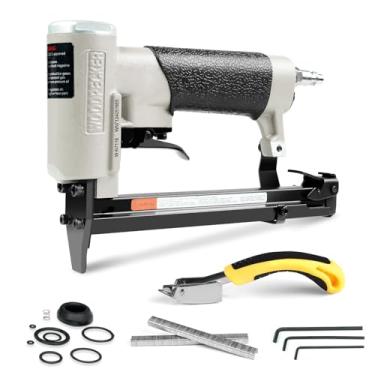 Imagem de WOODPECKER N7116 Grampeador de estofamento calibre 22, coroa de 3/20.3 cm, grampeador pneumático para estofamento, série 71, grampeador de fio fino
