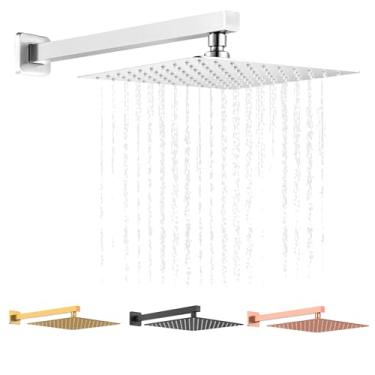 Imagem de Chuveiro Ducha Slim 20x20 Quadrada Inox + Cano Banheiro Parede (prata)