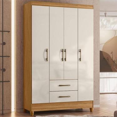 Imagem de Guarda Roupa Solteiro Ambiente Paraty 4 Portas Freijó Off White - Moval