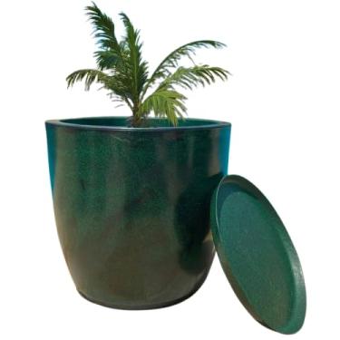 Imagem de Vaso De Planta Grande Bojo Com Prato G (verde)