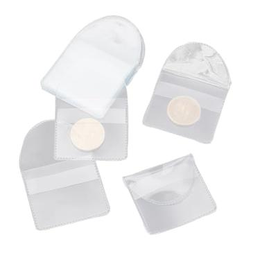 Imagem de GSHLLO 50 peças de porta-moedas de PVC transparente, bolsa única para moedas, joias, protetor de itens pequenos, mangas de armazenamento de moedas, dobra, bolso, porta-moedas, envelope de moedas,
