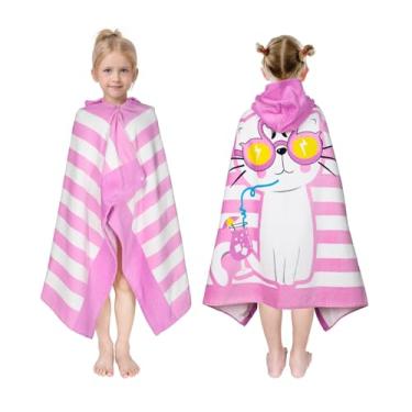 Imagem de Toalhas com capuz para crianças - banheiro infantil, praia, toalha de natação, 3-10 anos menino menina praia poncho com capuz 100% algodão 76 x 127 cm tamanho grande macio grosso, fofo, toalhas