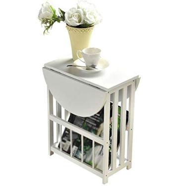 Imagem de P9IDEDFH Mini mesa de centro dobrável simples, varanda, sala de estar, mesa quadrada pequena, mesa de sofá, mesa branca, sala de estar e quarto terraço