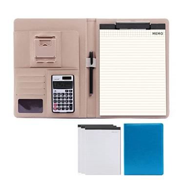 Imagem de A4 Portfolio Case pasta pasta organizador pasta reutilizável com calculadora bloco de escrita pasta de negócios para currículos entrevistas tablet telefone