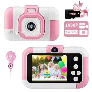 Imagem de Câmera selfie para crianças Pyong Upgrade Digital Cartão sd de 32 gb rosa