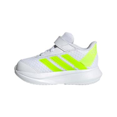 Imagem de adidas Tênis infantil Duramo SL de renda elástica, Branco/limão lúcido/branco, 18