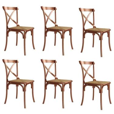 Imagem de Kit 6 Cadeiras Jantar Katrina Premium Aço Cobre Assento Bege