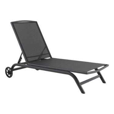 Imagem de Espreguicadeira Com Rodas Ate 150kg 4 Posicoes 196cm - Preta