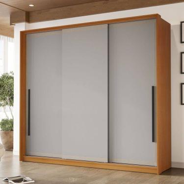 Imagem de Guarda-Roupa Casal Valência 3 Portas 4 Gavetas Freijó/Cinza - Politorno