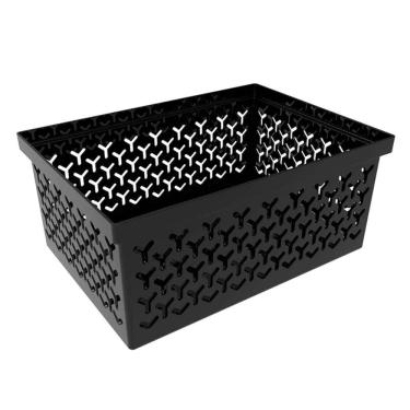 Imagem de Cesto Organizador Preto Crippa Caixa Média Retangular Closet Escritório Banheiro