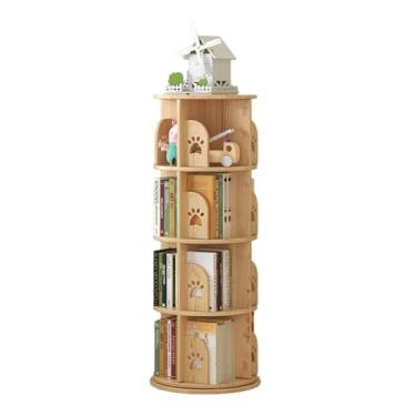 Imagem de AKALNNB Torre de estante giratória de 360°, prateleira de livros de exibição no chão, suporte de CD de madeira de 2 a 6 camadas para espaço pequeno, fácil de montar para quarto e sala de estudo