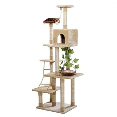 Imagem de Poste arranhador de árvore de gato, torre de gato, casa, cama, sofá, animal de estimação, cuidados com as patas, brinquedo, arranhador, gatinho, arranhador, com bola, linda moldura de escalada, árvore
