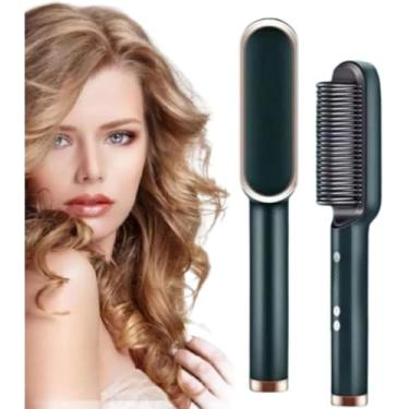 Imagem de Escova Alisadora de Cabelo 3 em 1 Bivolt | Para Cabelos Finos, Grossos, Cacheados e Crespos | Pente Multifuncional Potente até 200°C | Com Fio - Premium
