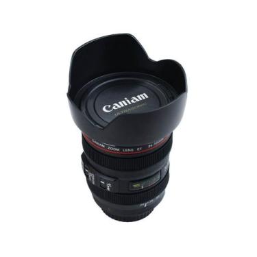 Imagem de Copo Preto Plástico Lente De Câmera Fotográfica 480 Ml - Taimes