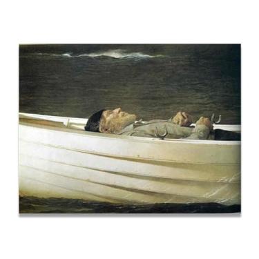Imagem de LKXGRRSFG Impressão em tela Fisherman Andrew Wyeth - Arte de realismo americano, aquarela e pintura de têmpera de ovo para decoração de casa 20 x 26 cm