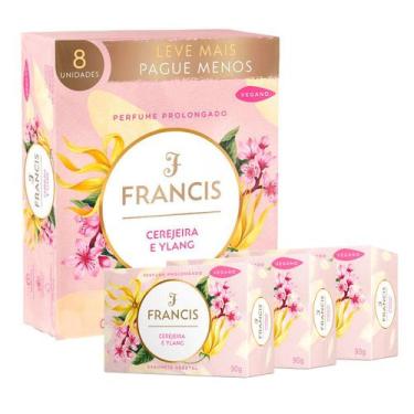 Imagem de Kit 8 Sabonetes Vegetal Vegano Francis 90g Perfume Prolongado, Cereja,