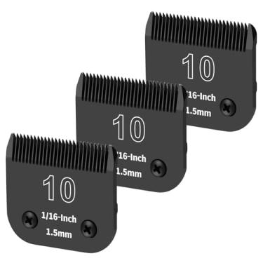 Imagem de YAZIYIR Pacote com 3 lâminas de aço removíveis, compatíveis com Andis, Oster A5, Wahl KM-10, comprimento de corte 1/40.6 cm 1,5 mm (preto)