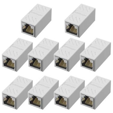 Imagem de Jadaol Acoplador RJ45, acoplador Ethernet acoplador em linha para Cat8/Cat7/Cat6/Cat5e, adaptador extensor Ethernet de 1000 Mbps, conector LAN para roteador modem Switch, extensão de rede, fêmea para