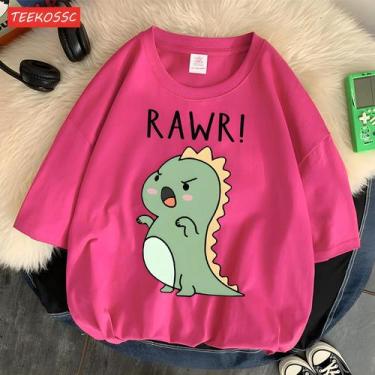 Imagem de Camiseta Esportiva Feminina com Estampa de Dinossauro - Manga Curta e 