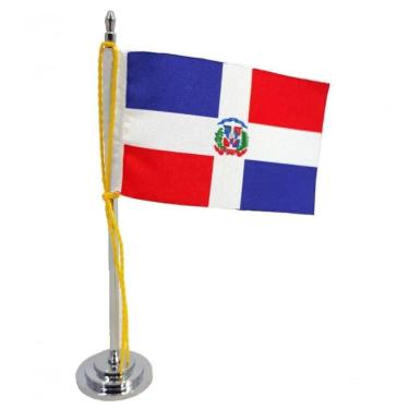 Imagem de Mini Bandeira De Mesa Da República Dominicana 15 Cm Poliéster