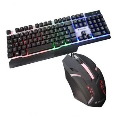 Imagem de Kit Teclado Mouse Gamer Usb Led Com Fio Luminoso Colorido Ex