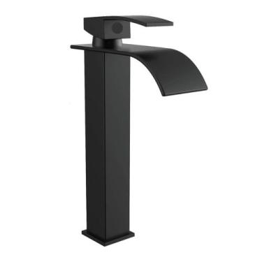 Imagem de Torneira Banheiro Cuba Alta Cascata Inox Bancada Metal Acabamento Bril
