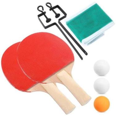 Imagem de Ping Pong Com 2 Raquetes 3 Bolas e Rede Suporte - Bwx