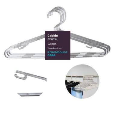 Imagem de Kit C/ 3 Cabide De Acrilico Transparente C/ Gancho Organizador P/ Roup