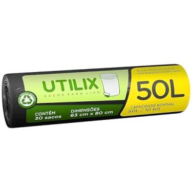 Imagem de Utilix - Rolo com 30 Sacos para Lixo Dover-Roll, 50L/10 kg, Preto