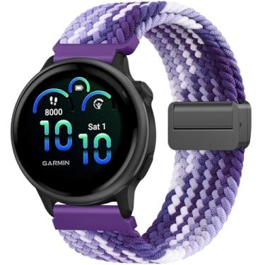 Imagem de Meliya Pulseira de nylon trançado para Garmin Vivoactive 6/Vivoactive 5/Vivoactive 3, pulseira de substituição elástica de 20 mm para Venu/Venu Sq, Forerunner 55/158/165/245/645, Galaxy Watch 7/6/5/4