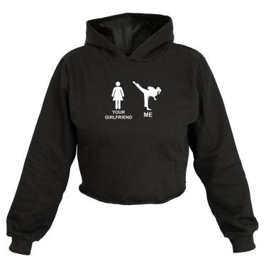 Imagem de Cropped Feminino Moletom Estampa You Girlfriend Flanela Moda-Feminino