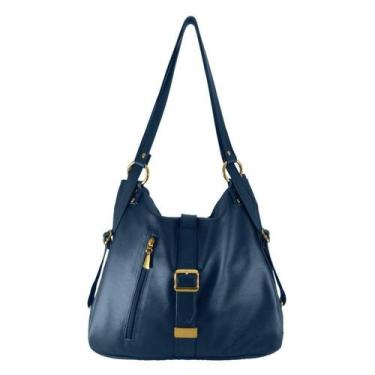 Imagem de Mochila Bolsa Topgrife Couro Azul Marinho