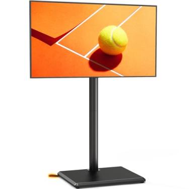 Imagem de TVON Suporte giratório para TV de chão com suporte para a maioria das TVs de 32 a 60 polegadas até 40 kg, suporte de chão de TV com altura ajustável com base de madeira, suporte de TV alto para quarto