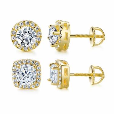 Imagem de GEMSME Brincos de dama de honra, banhado a ouro branco 18 K, zircônia cúbica, gota, pacote de brincos de casamento, Latão, Zircônia cúbica