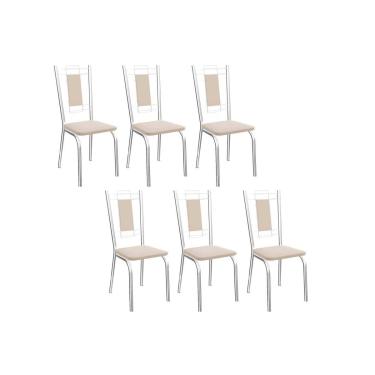 Imagem de Cadeira de Cozinha Florença 2C005 Aço Kit 6 Uni Cromada/Nude 16 - Kappesberg