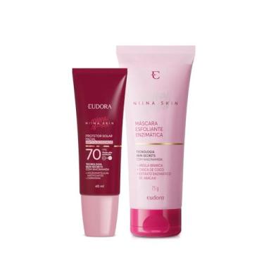 Imagem de Eudora Kit Niina Secrets Skin: Máscara Esfoliante Enzimática 75g + Protetor Solar Facial Antioleosidade FPS 70 40ml